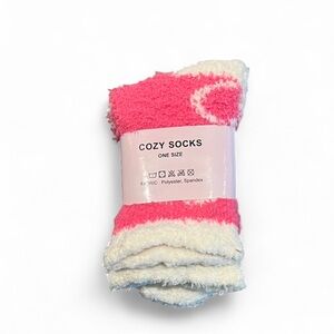 Valentine Pink and White Cozy Socks. O/S